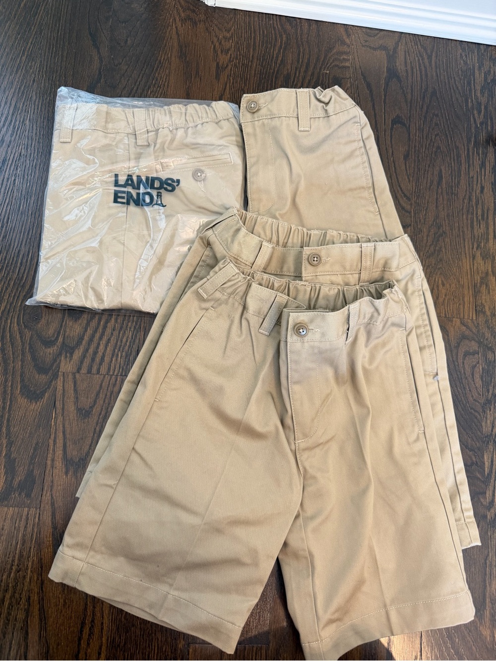 NEW Lands' End Boys' Tan School Uniform Shorts bundle of 4 size 6